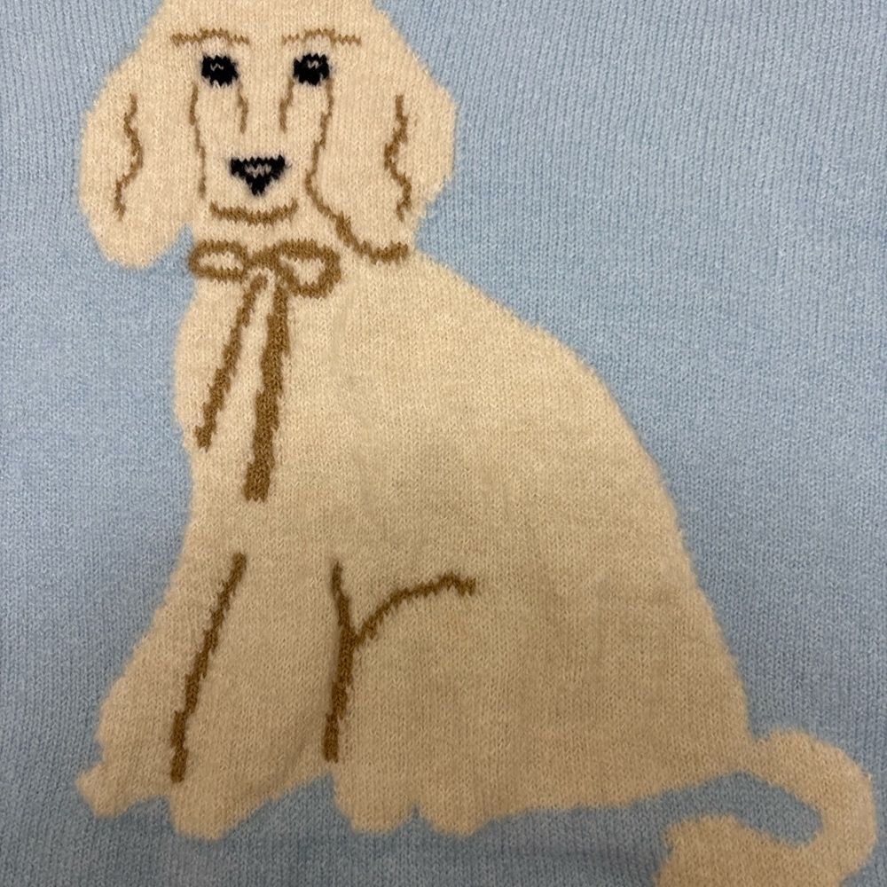 Anthropologie POODLE Maeve DOG ICON sweater light blue crew neck Pullover M NWT - Picture 8 of 14